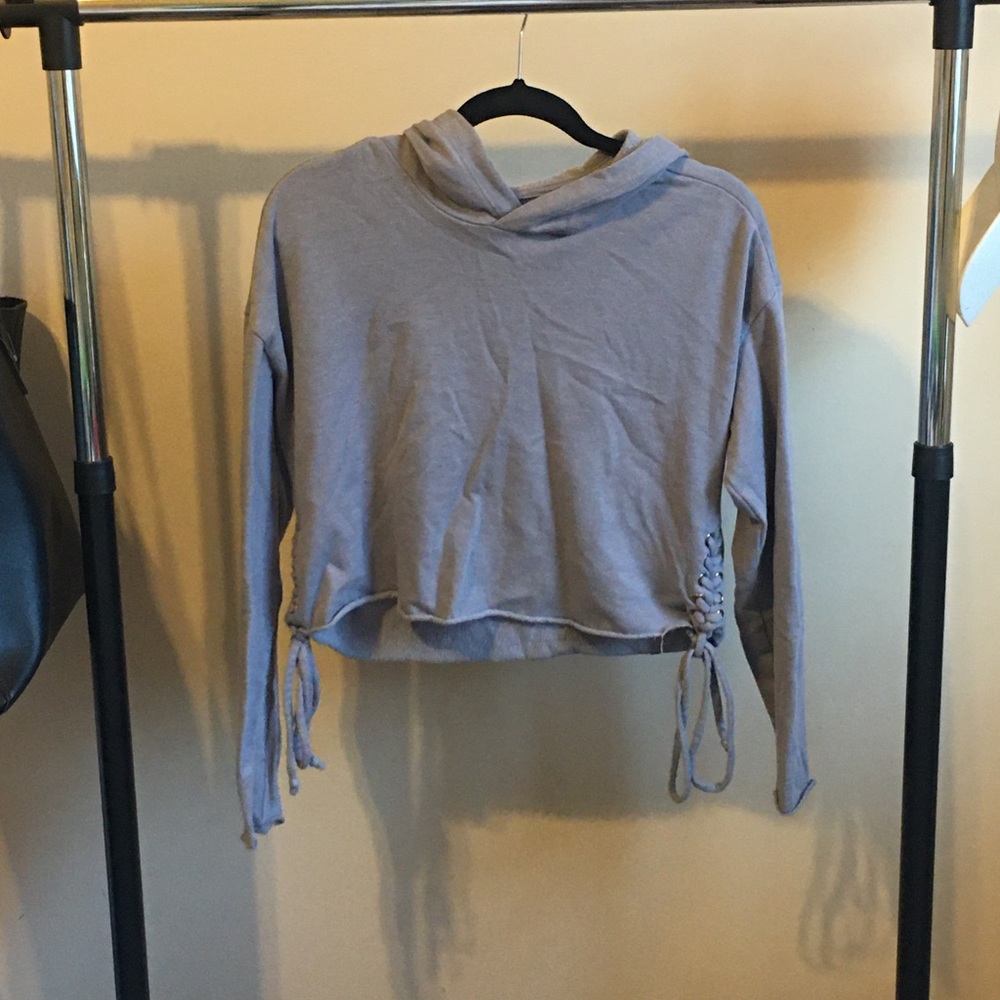 grey cropped hoodie